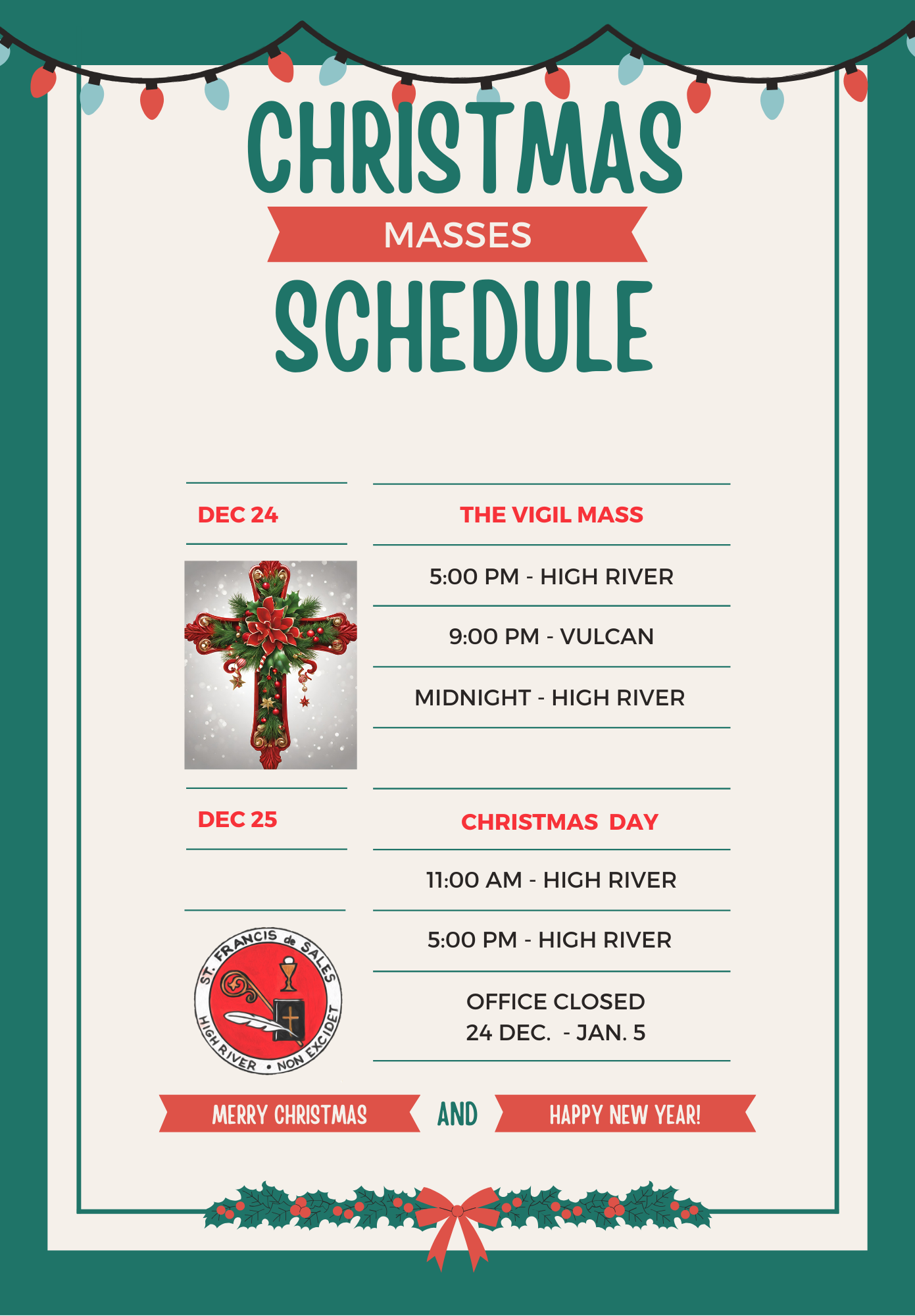 NEW YEARS SCHEDULE 16 x 23 cm